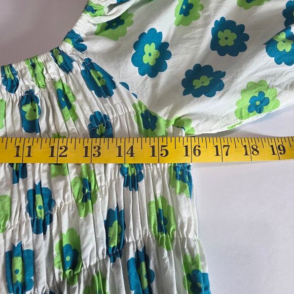 Beulah Style Maxi Dress Women One Size White Blue Green Floral Off Shoulder Boho - Picture 7 of 11